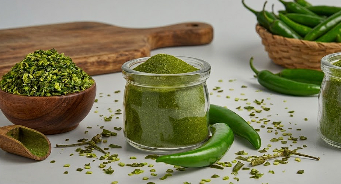 Green Chilly Flakes and Powder